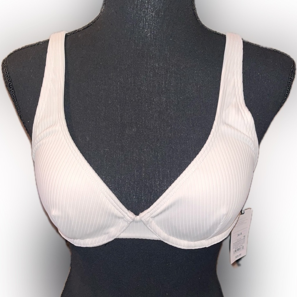 NWT- Shade and Shore White ribbed bikini top- 34 B, so cute!!